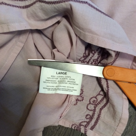 Bandolino Lg Boho Peasant Top Tie Front Mauve - Picture 9 of 9